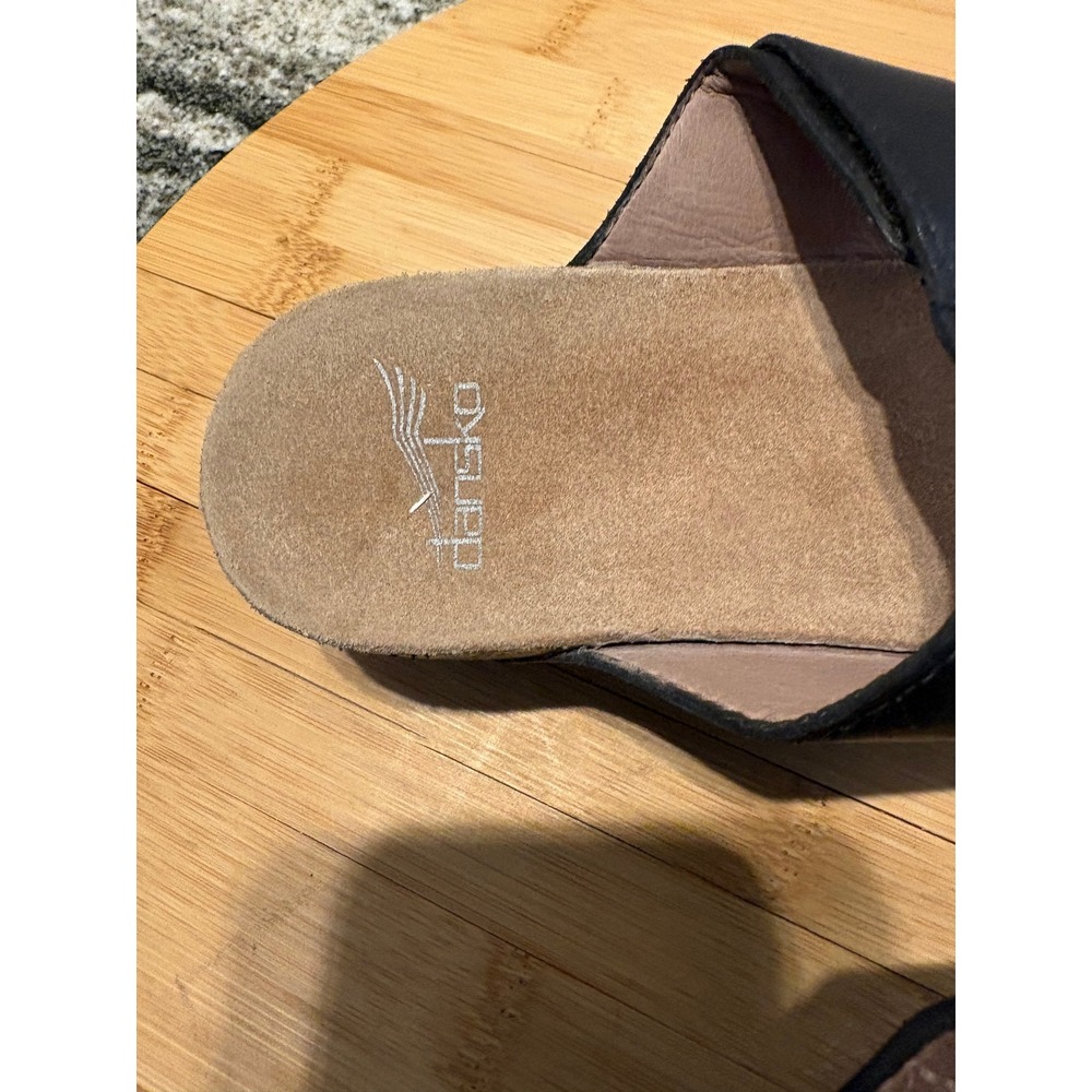 Dansko Women Black Leather Double Strap Slide Wedge Sandals Size 39 1525021200 - Picture 6 of 7